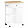 Scranton & Co Farmhouse Kitchen Cart Butcher Block Top in White Wood Finish