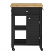 Scranton & Co Farmhouse Kitchen Cart Butcher Block Top in Black Wood Finish