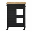 Scranton & Co Farmhouse Kitchen Cart Butcher Block Top in Black Wood Finish