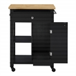 Scranton & Co Farmhouse Kitchen Cart Butcher Block Top in Black Wood Finish