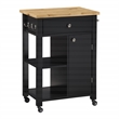 Scranton & Co Farmhouse Kitchen Cart Butcher Block Top in Black Wood Finish