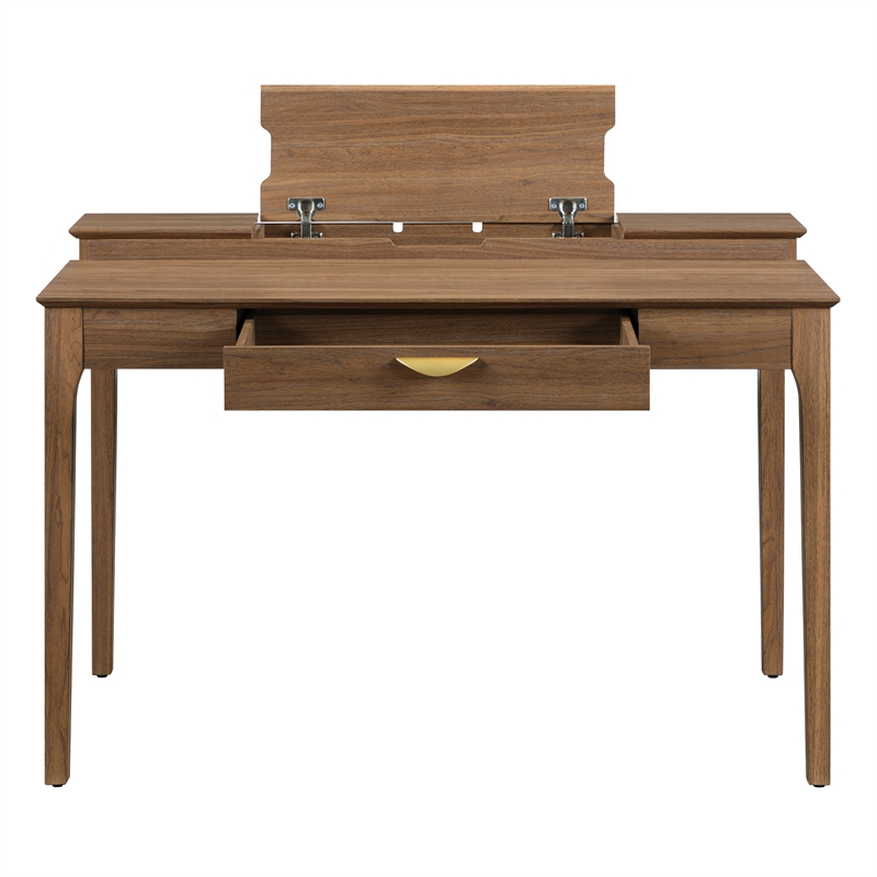 Scranton & Co Desk with Storage Hutch in Majestic Walnut Engineered Wood