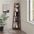 Scranton & Co 5-Shelf Corner Folding Bookcase in Brown Acacia Wood Finish