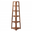 Scranton & Co 5-Shelf Corner Folding Bookcase in Brown Acacia Wood Finish