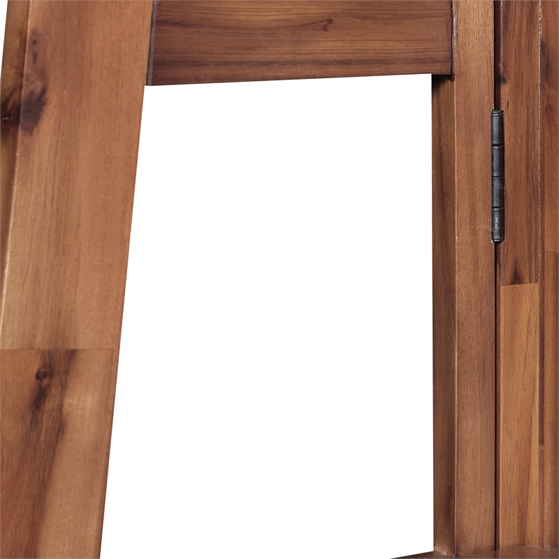 Scranton & Co 5-Shelf Corner Folding Bookcase in Brown Acacia Wood Finish