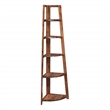 Scranton & Co 5-Shelf Corner Folding Bookcase in Brown Acacia Wood Finish
