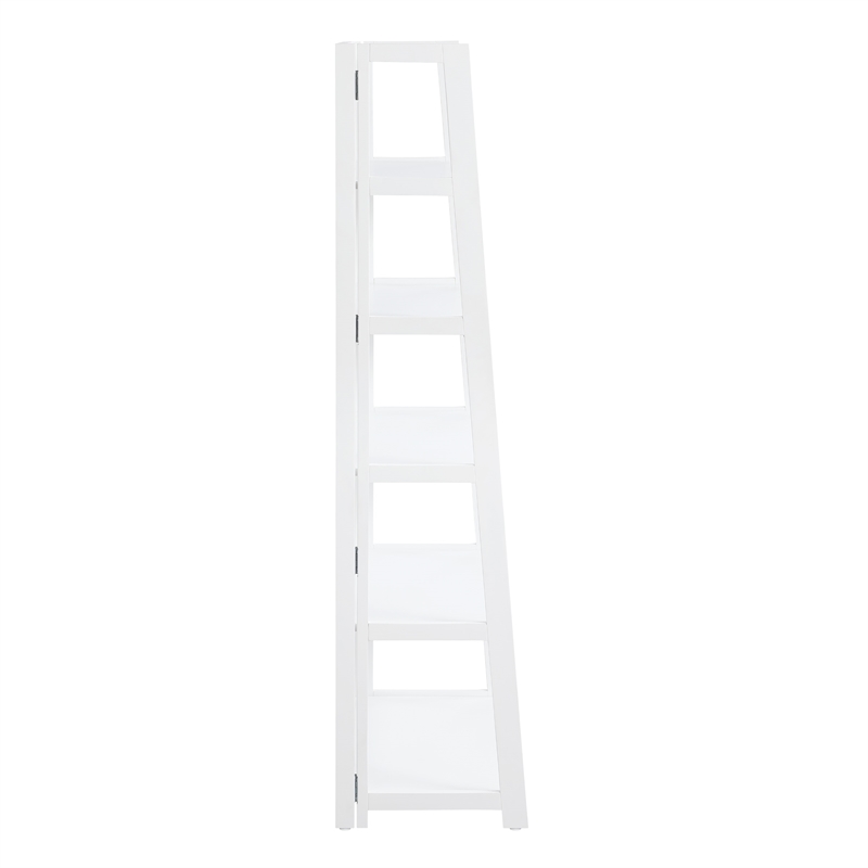 Scranton & Co 5-Shelf Folding Bookcase in Willow White Wood Finish
