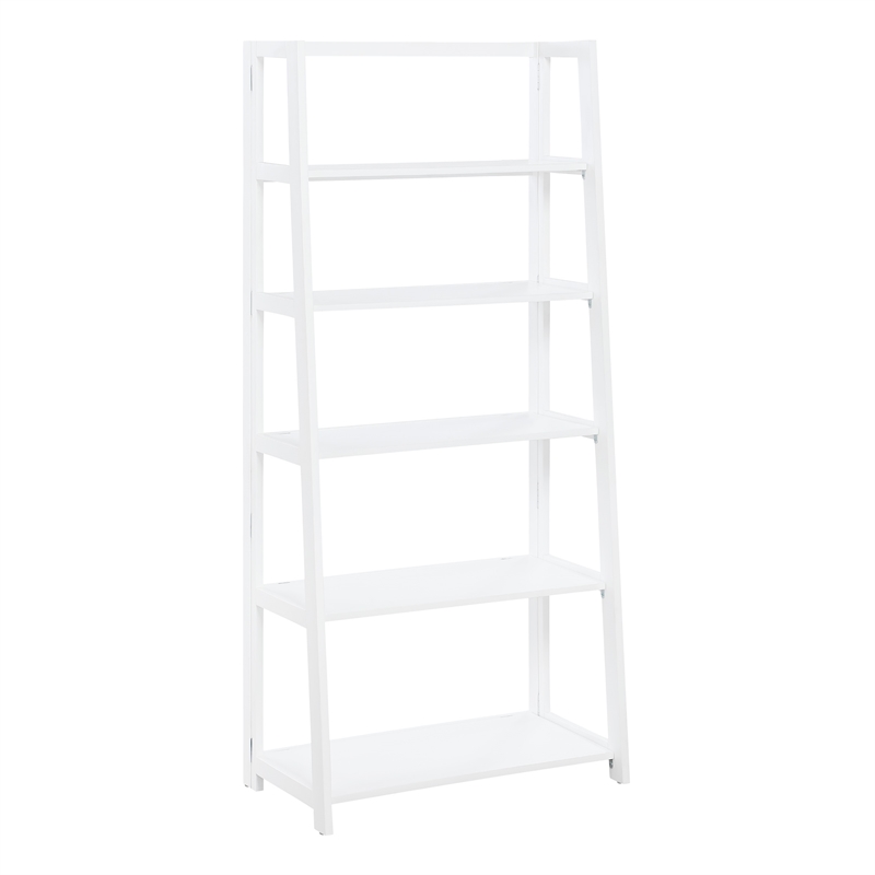 Scranton & Co 5-Shelf Folding Bookcase in Willow White Wood Finish