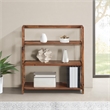 Scranton & Co 3-Shelf Folding Bookcase in Brown Acacia Wood Finish