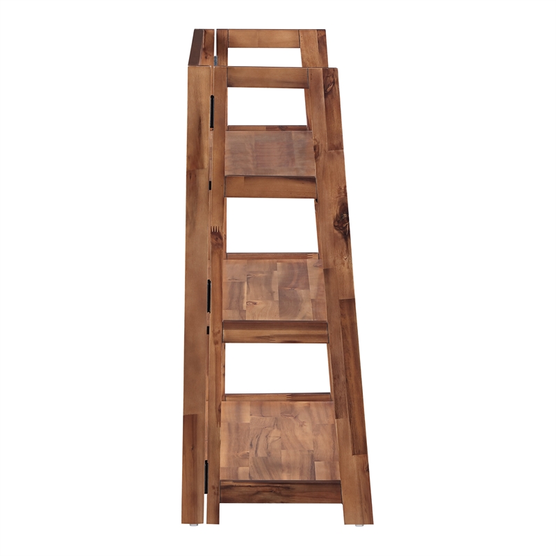 Scranton & Co 3-Shelf Folding Bookcase in Brown Acacia Wood Finish