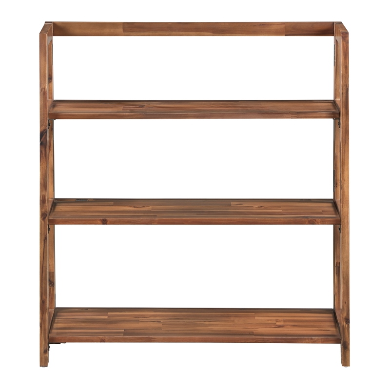 Scranton & Co 3-Shelf Folding Bookcase in Brown Acacia Wood Finish
