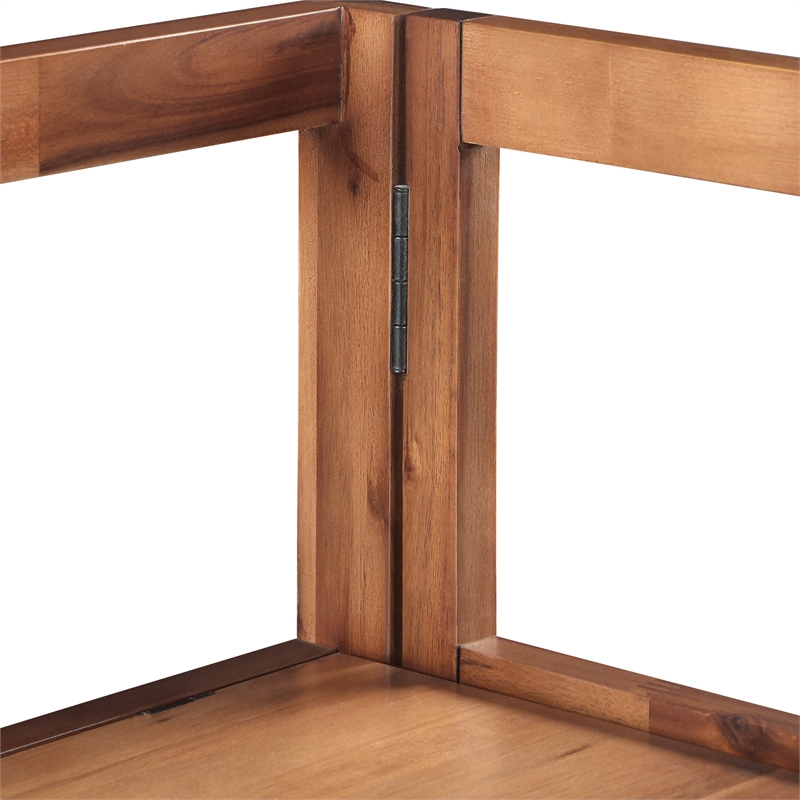 Scranton & Co 3-Shelf Folding Bookcase in Brown Acacia Wood Finish