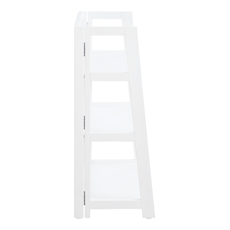 Scranton & Co 3-Shelf Folding Bookcase in Willow White Solid Wood