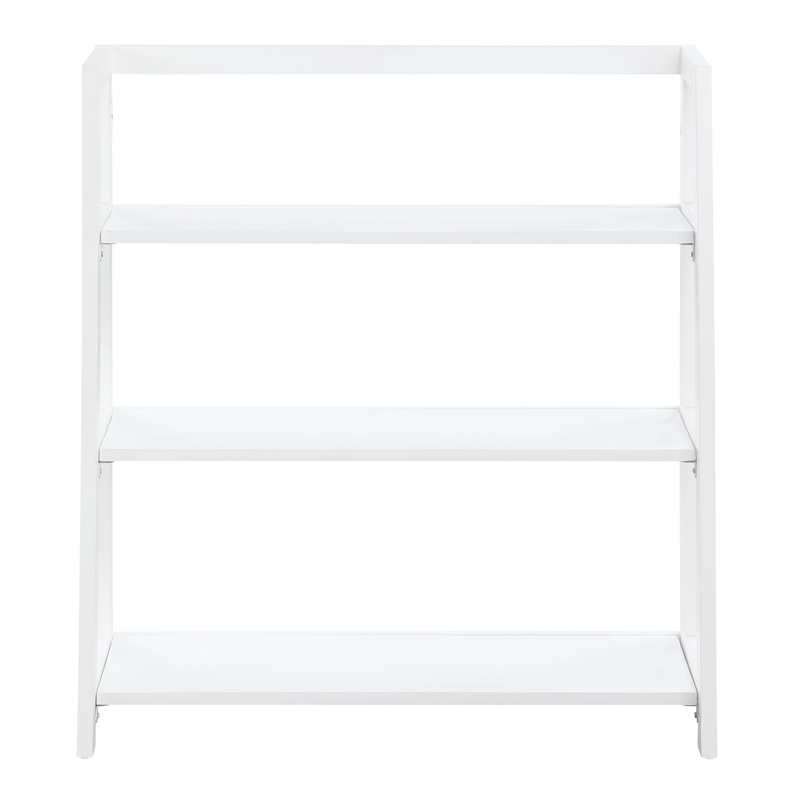 Scranton & Co 3-Shelf Folding Bookcase in Willow White Solid Wood