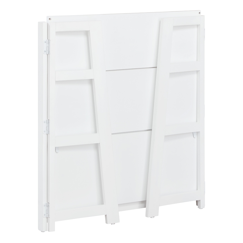 Scranton & Co 3-Shelf Folding Bookcase in Willow White Solid Wood