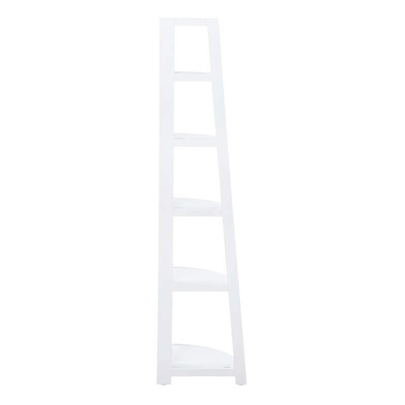 Scranton & Co 5-Shelf Corner Folding Bookcase in Willow White Solid Wood