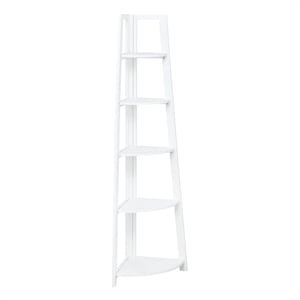 Scranton & Co 5-Shelf Corner Folding Bookcase in Willow White Solid Wood