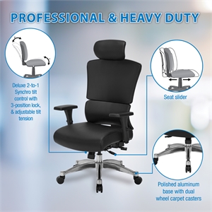 Scranton & Co Manager's Chair in Black Fabric with Adjustable Headrest