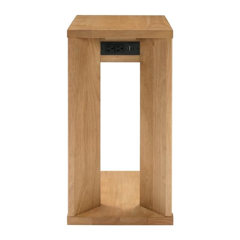 Scranton & Co Accent C-Table with Power Port in Natural Oak Wood Finish