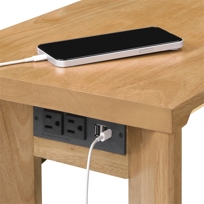 Scranton & Co Accent C-Table with Power Port in Natural Oak Wood Finish