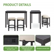 Scranton & Co 3-Piece Counter Height Dining Set with Power in Black Wood