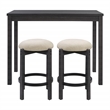 Scranton & Co 3-Piece Counter Height Dining Set with Power in Black Wood