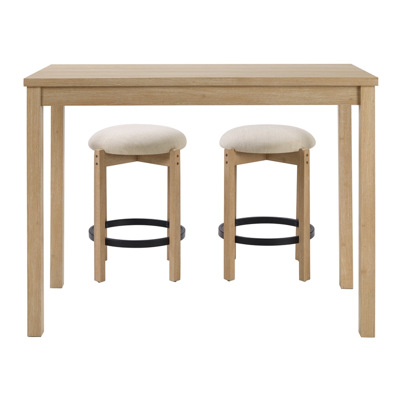 Scranton & Co 3-Piece Counter Height Dining Set with Power in Natural Oak