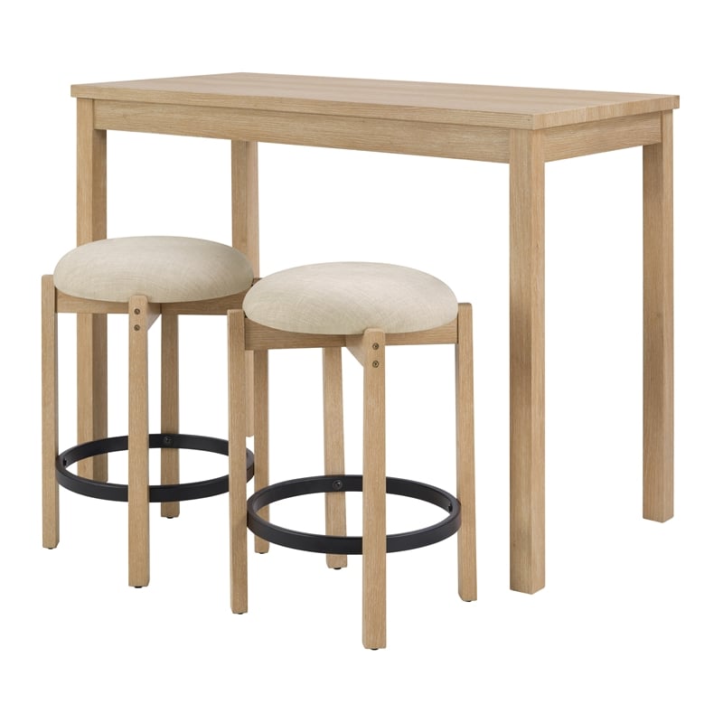 Scranton & Co 3-Piece Counter Height Dining Set with Power in Natural Oak