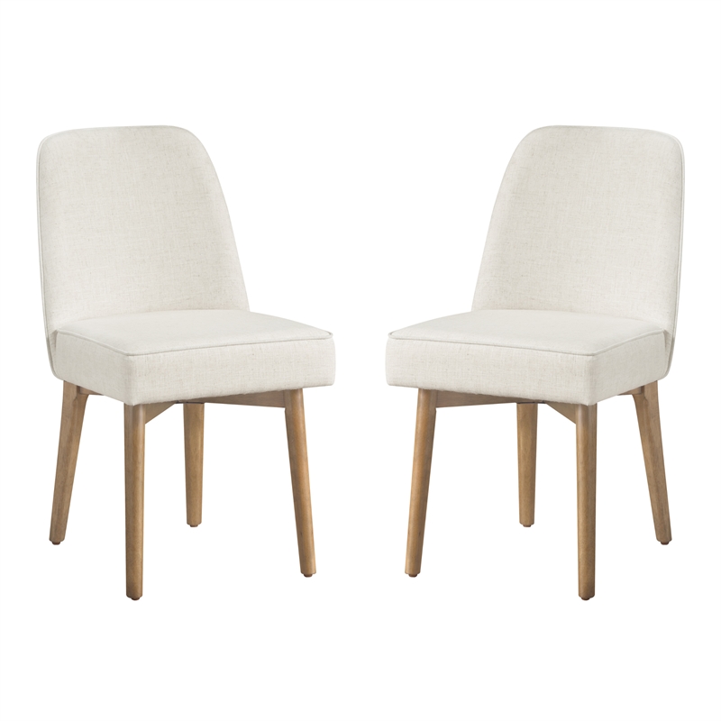 Scranton & Co Linen Fabric Dining Chair 2-Pack with Oak Finish Wood Frame
