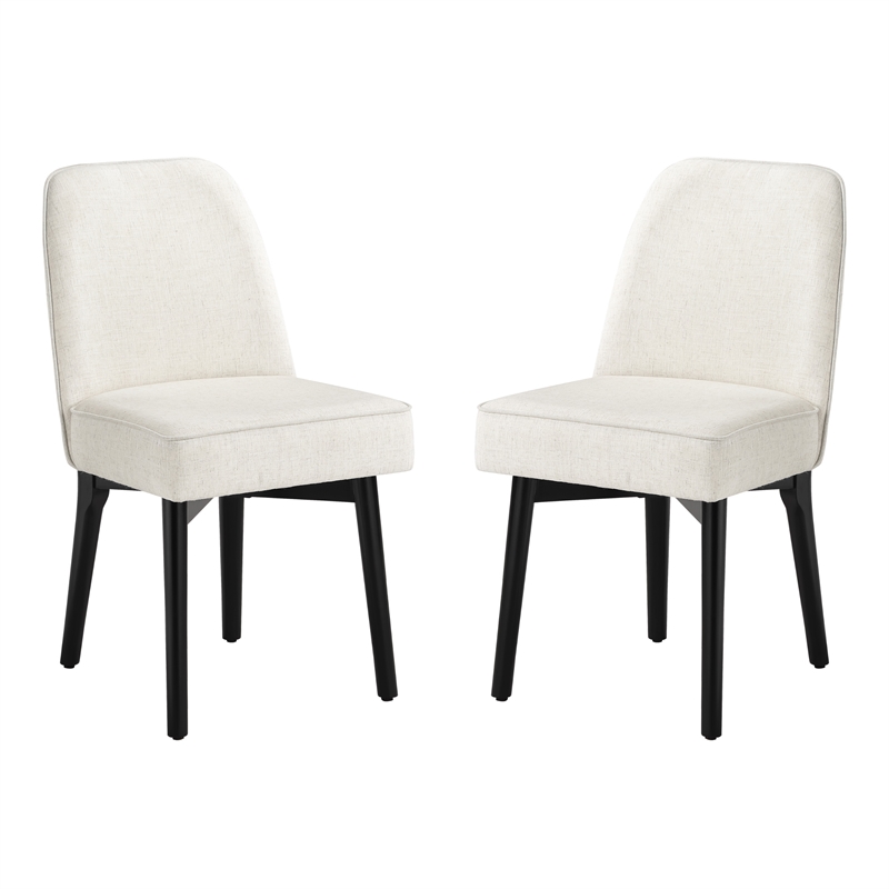 Scranton & Co Linen Fabric Dining Chair 2-Pack with Black Finish Wood Frame