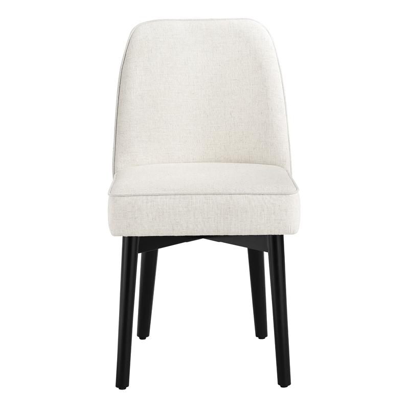 Scranton & Co Linen Fabric Dining Chair 2-Pack with Black Finish Wood Frame