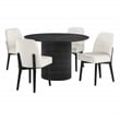 Scranton & Co 5-Piece Round Pedestal Dining Set in Black Finish with 4 Chairs