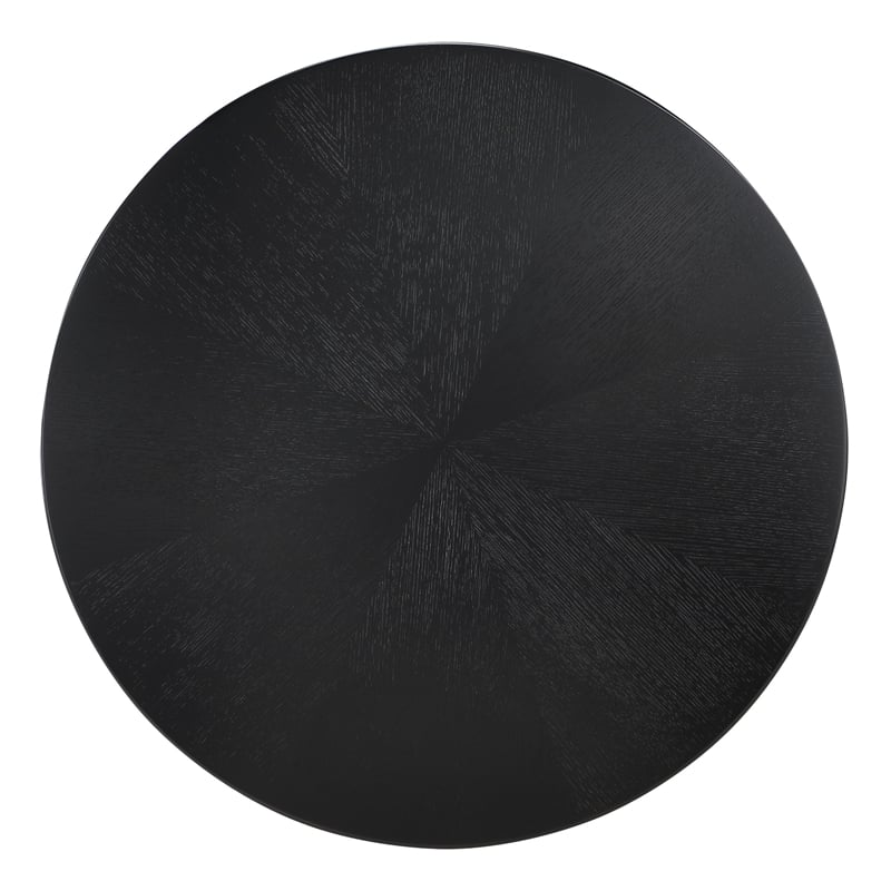 Scranton & Co 5-Piece Round Pedestal Dining Set in Black Finish with 4 Chairs