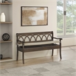 Scranton & Co Storage Bench in Dark Walnut Finish with Beige Seat Cushion