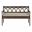 Scranton & Co Storage Bench in Dark Walnut Finish with Beige Seat Cushion