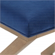 Scranton & Co X-Frame Accent Stool in Navy Fabric with Medium Oak Wood Base