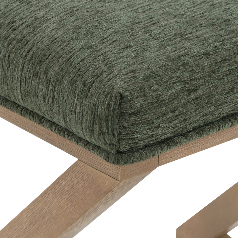 Scranton & Co X-Frame Accent Stool in Pine Green with Medium Oak Wood Base
