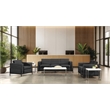 Scranton & Co Loveseat in Black Faux Leather with Black Metal Legs