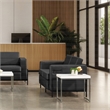 Scranton & Co Loveseat in Black Faux Leather with Black Metal Legs