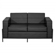 Scranton & Co Loveseat in Black Faux Leather with Black Metal Legs