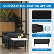 Scranton & Co Loveseat in Black Faux Leather with Black Metal Legs