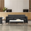 Scranton & Co Sofa in Black Faux Leather with Black Metal Legs