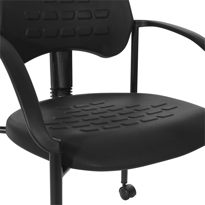 Scranton & Co Black Urethane Guest Arm Chair with Casters and ESD Rating