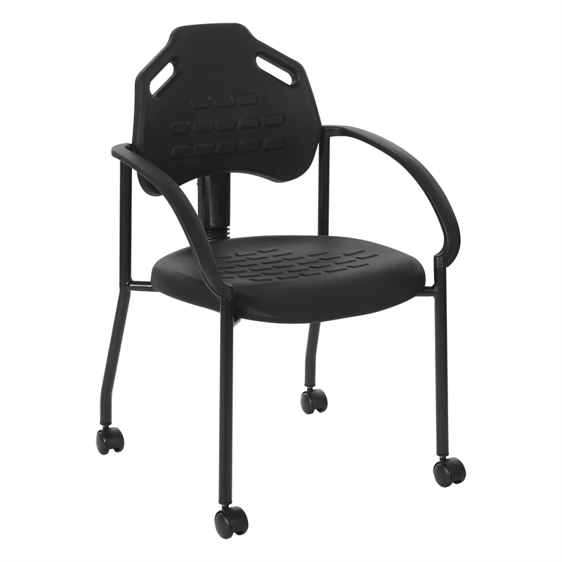 Scranton & Co Black Urethane Guest Arm Chair with Casters and ESD Rating