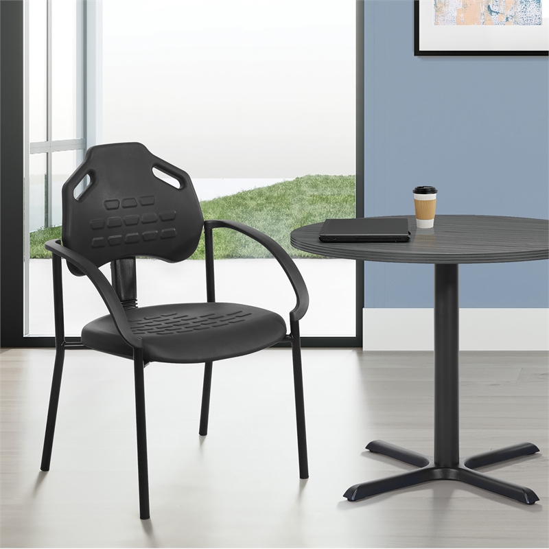 Scranton & Co Black Urethane Guest Arm Chair with ESD and GREENGUARD