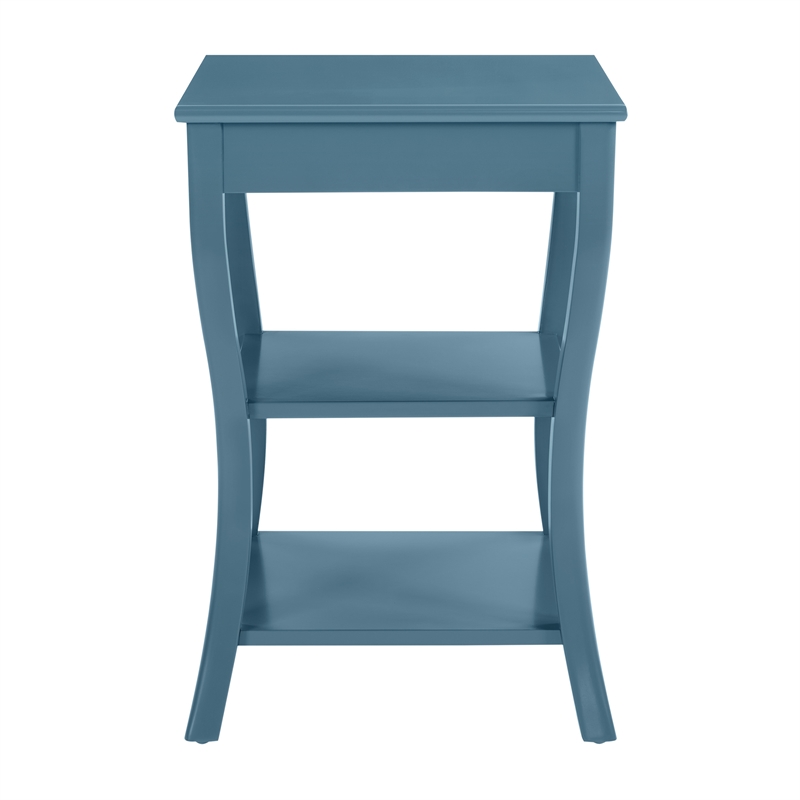 Scranton & Co Round Side Table in Blue Wood Finish with 2 Shelves