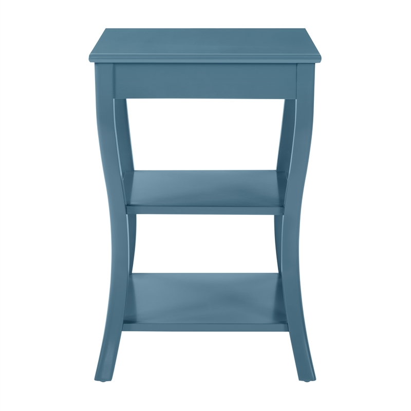 Scranton & Co Round Side Table in Blue Wood Finish with 2 Shelves