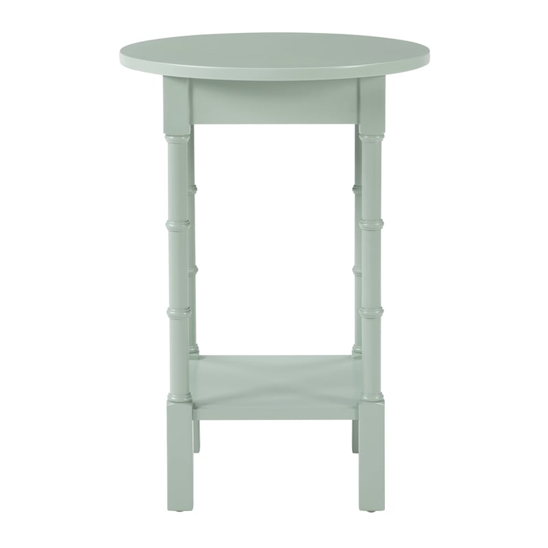 Scranton & Co Round Side Table in Sage Green Wood with Lower Shelf