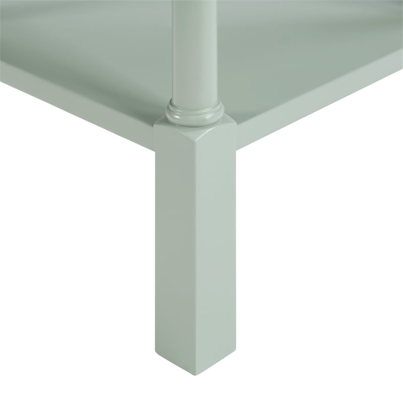 Scranton & Co Round Side Table in Sage Green Wood with Lower Shelf