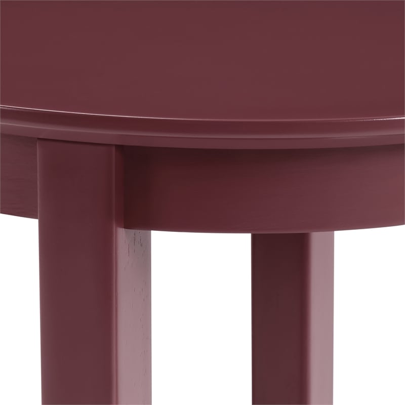 Scranton & Co Round Side Table in Maroon Wood Finish with Shelf